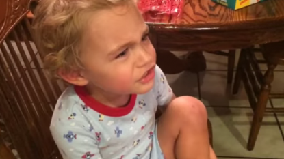 Toddler says ‘I can’t live like that’ while taking off his plaster