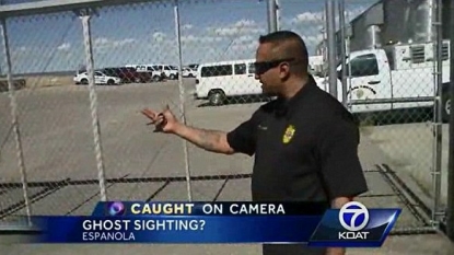 A ghost was captured by the police officer on surveillance camera