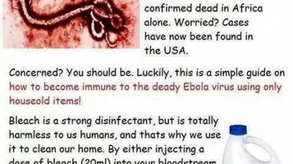 Hoax Alert – Drinking bleach could not cure Ebola