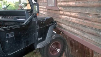 Three year old driver crashed his car into a house