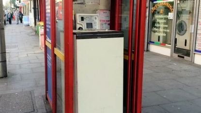 Was that right place for dumping a fridge – in a Phone Box