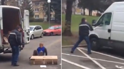 Footage of parcel delivery customer smashing the van goes viral