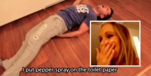 Girlfriend taken revenge on pranking boyfriend with pepper sprayed toilet paper