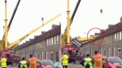 Man hired a crane to propose his girlfriend but instead he broke neighbor’s roof