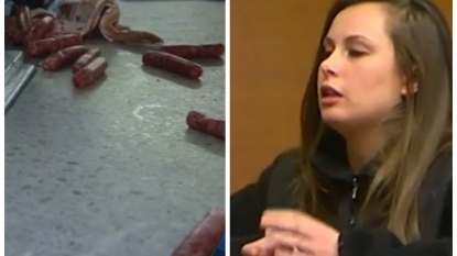 Woman arrested for throwing sausages and bacon at police