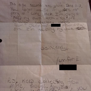 Woman found the hilarious letter which she wrote at the age of nine to the tooth fairy