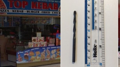 Man left horrified after finding a 3 inch drill bit into the chicken kebab