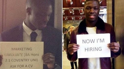 Man stood for a month holding a signboard of his qualifications, finally got a job