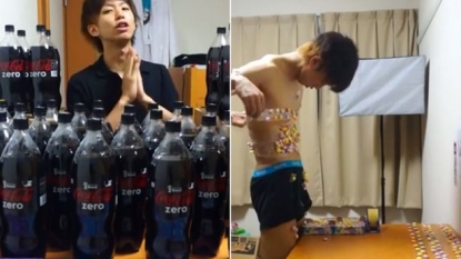 Young man explains what could happen when we mix Coca-Cola and Mentos