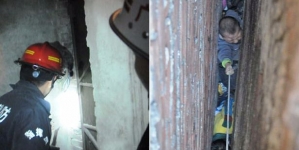 Firefighters rescued the two kid who stuck between the wall