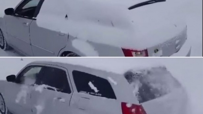 Driver found how to clean car during winter without touching