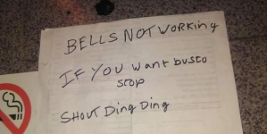 Hilarious message left by the bus driver to the passengers after the bell stopped working