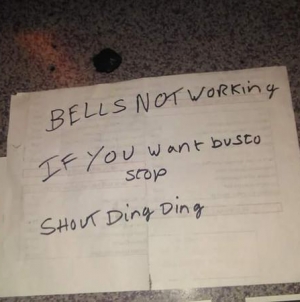 Hilarious message left by the bus driver to the passengers after the bell stopped working