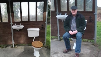 Prankster installed a toilet and a sink at bus stop