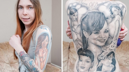 Woman designed tattoos of her favourite star on her whole body