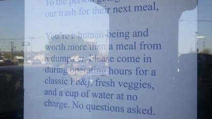 Kind hearted restaurant owner offered free meal to the person who picked food from trash