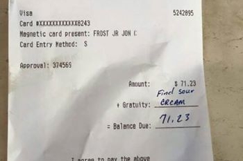 Couple left rude note as ‘tip’ for the waitress