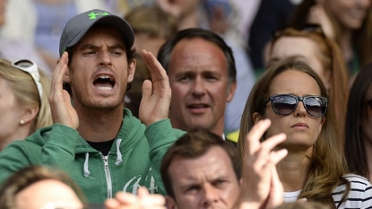 David Beckham catches ball at Wimbledon 2015