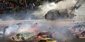 Earnhardt wins rain-delayed Daytona before Dillon wreck