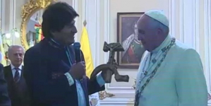 Pope offers up 2 medals to Madonna in Bolivia