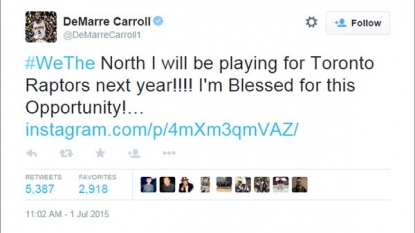 DeMarre Carroll says he’s heading to the Raptors