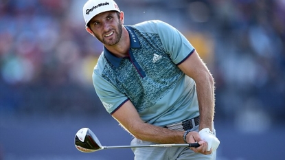 After 10-hour wait for wind, Dustin Johnson leads British