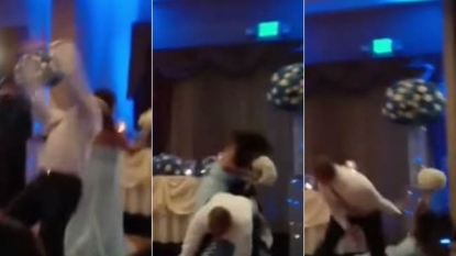 Groomsman knocks out bridesmaid in backflip fail