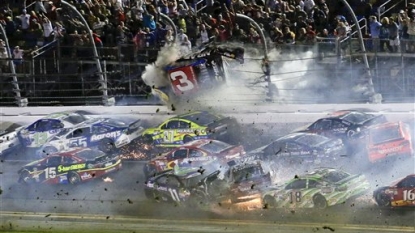 NASCAR driver goes airborne in fiery crash at Coke Zero 400