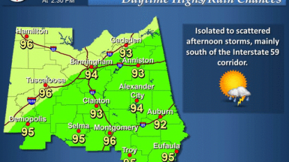 Possible thunderstorms Monday night