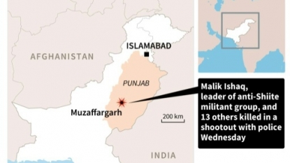 Pakistani police kill ex-head of outlawed group, 13 others