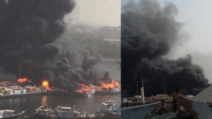 Fire engulfs cargo ships along central Dubai waterway