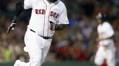 Sandoval gets hit on forearm — while striking out