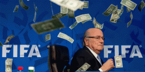 Sepp Blatter showered with fake money by British comedian — FIFA