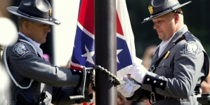 Video of flag being removed from Statehouse from ground and Sky 4