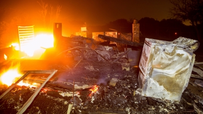 Wildfire Burns Cars On California Freeway