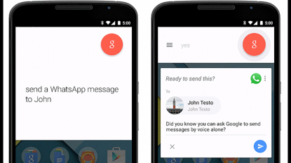 You can now use Google Now to dictate messages on WhatsApp