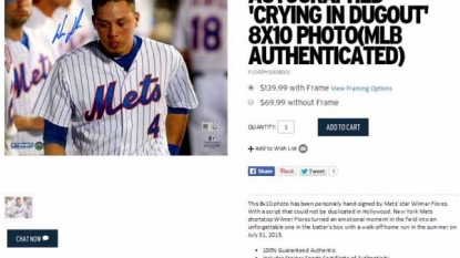 Autographed Photos of Mets SS Wilmer Flores Crying Sell out