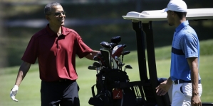 Barack Obama Plays Golf With Ray Allen and Alonzo Mourning