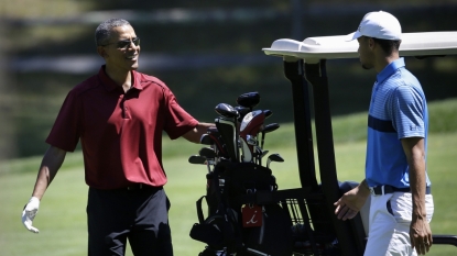 Barack Obama Plays Golf With Ray Allen and Alonzo Mourning