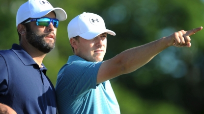 Aaron Rodgers is following around Jordan Spieth at the PGA