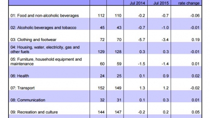 Consumer price index up 1.3 per cent in July