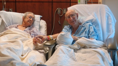 Hospital staff work together to ensure elderly couple have time together