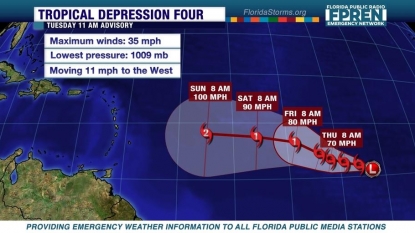 Hurricane Danny may be downgraded to tropical storm by tomorrow