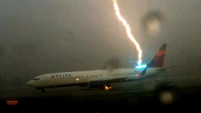 Terrifying Moment Powerful Lightning Strikes Plane At Airport