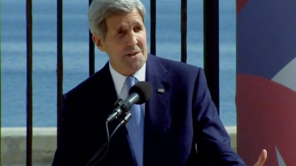 Kerry says Cuba best served by ‘genuine democracy’ as US flag raised