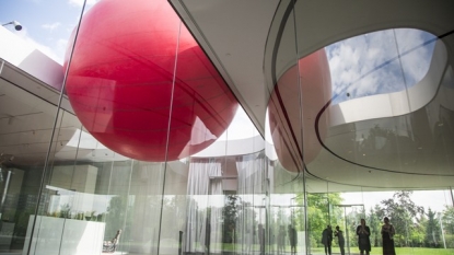 Giant red ball gets loose, rolls around downtown Toledo