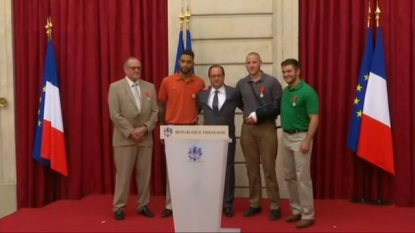 France President, Francois Hollande Honours Train Heroes