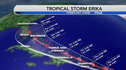 Tropical Storm Erika heads toward Puerto Rico, south Florida