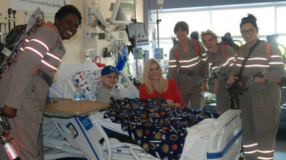 Ghostbusters Cast Visits Boston Hospital in Costume