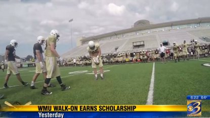 Western Michigan surprises walk-on with scholarship during onside kick drill